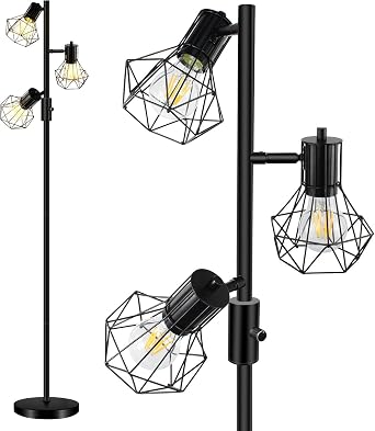 HiBay Industrial LED Floor Lamp 3-Light Farmhouse Floor Lamps [Energy Class F]