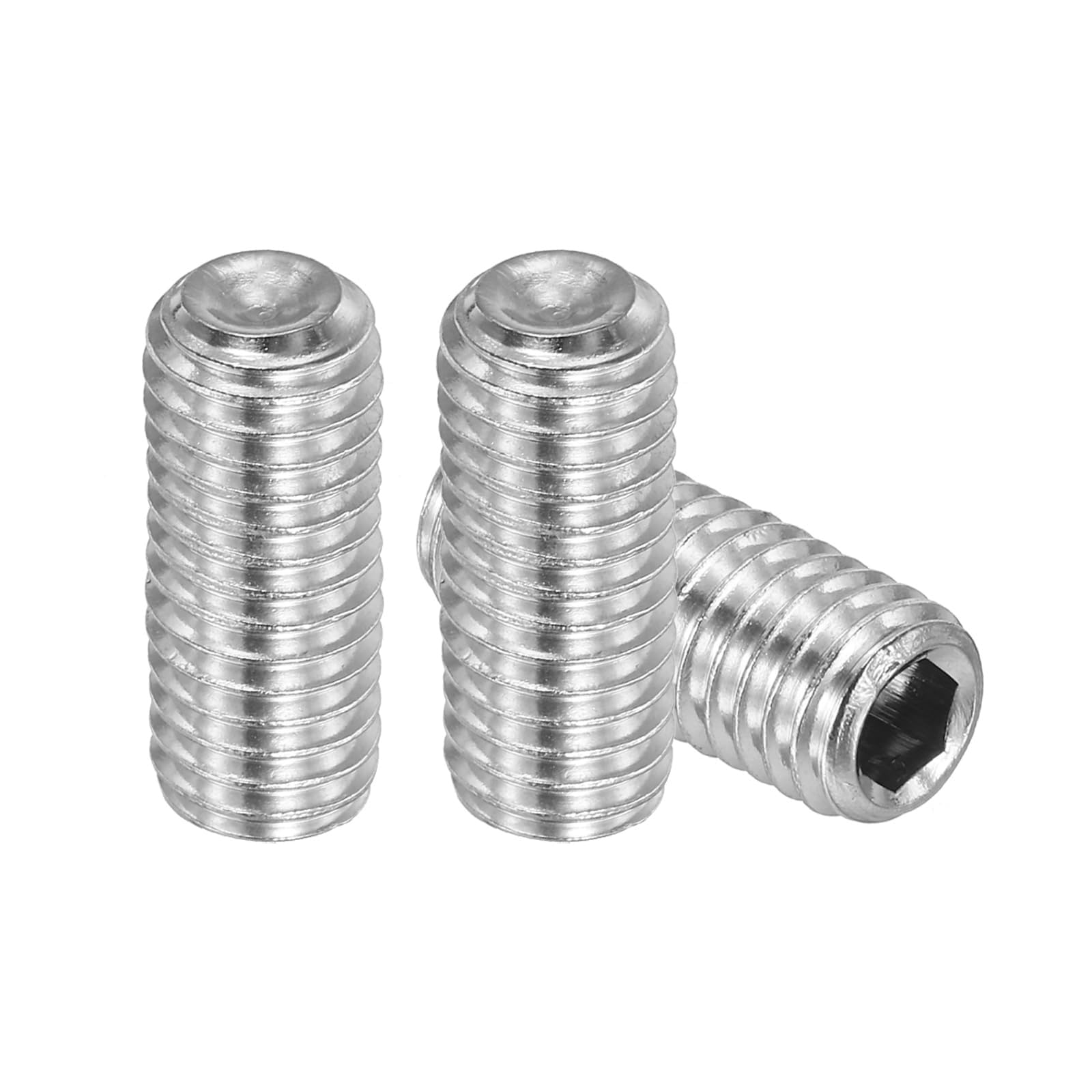 Unifizz 10 Pcs Hex Socket Grub Screws, M8 x 25mm DIN916 Flat Point Grub Bolt 304 Stainless Steel Head Socket Set Screws for Door Handles, Light Fitting, Hinge, Shaft, Allen Key and DIY Repair