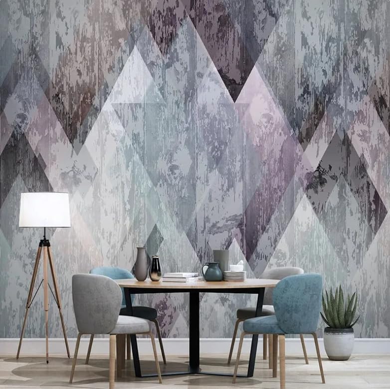 Papier peint mural de fond de salon moderne rétro 3D nordique à losanges 150x105 cm
