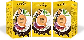 Chaizup Premium 1 Min Instant Saffron Tea Premix - 30 Sachets | Saffron Flavours | 30 Servings | 420g (Pack of 3)