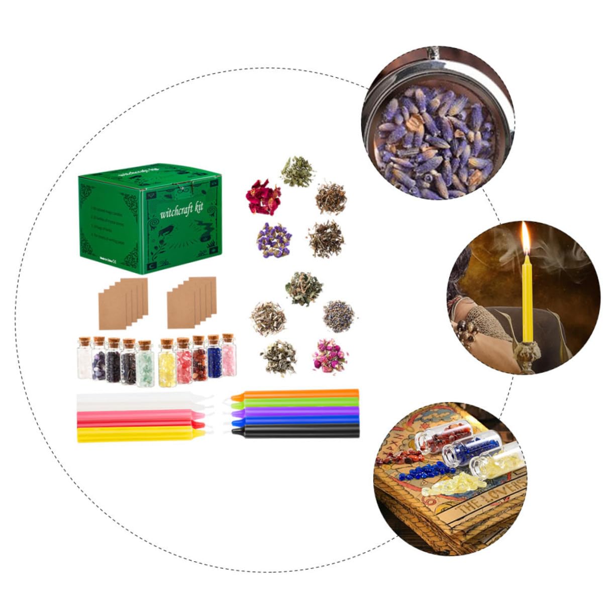 Juego de Velas Aromáticas de Cera para Brujería, Kit para Principiantes