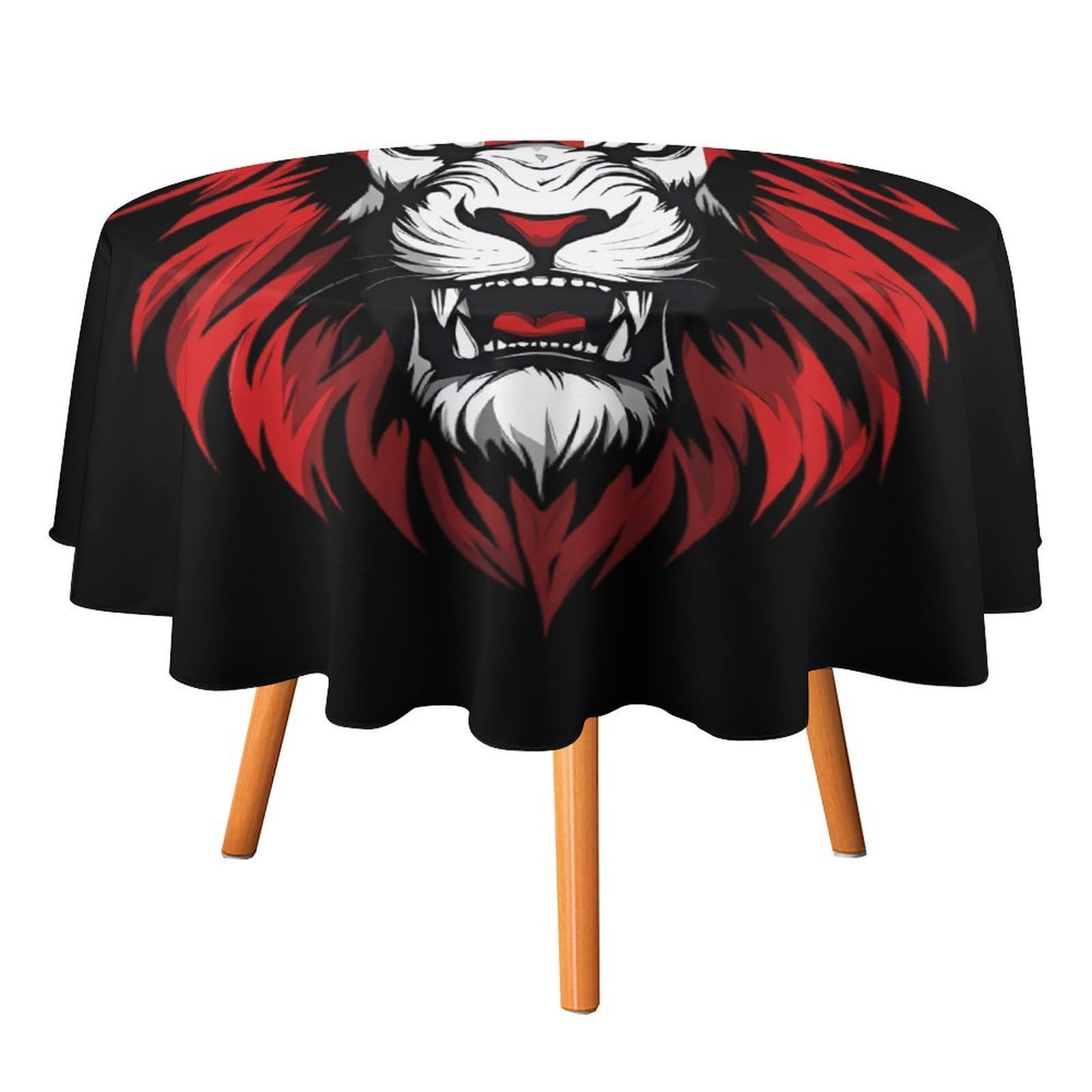 SMAZDFXX Lion Canada Flag Round Tablecloth Table Cloth Cover Decorative Fabric for Kitchen Dining Parties