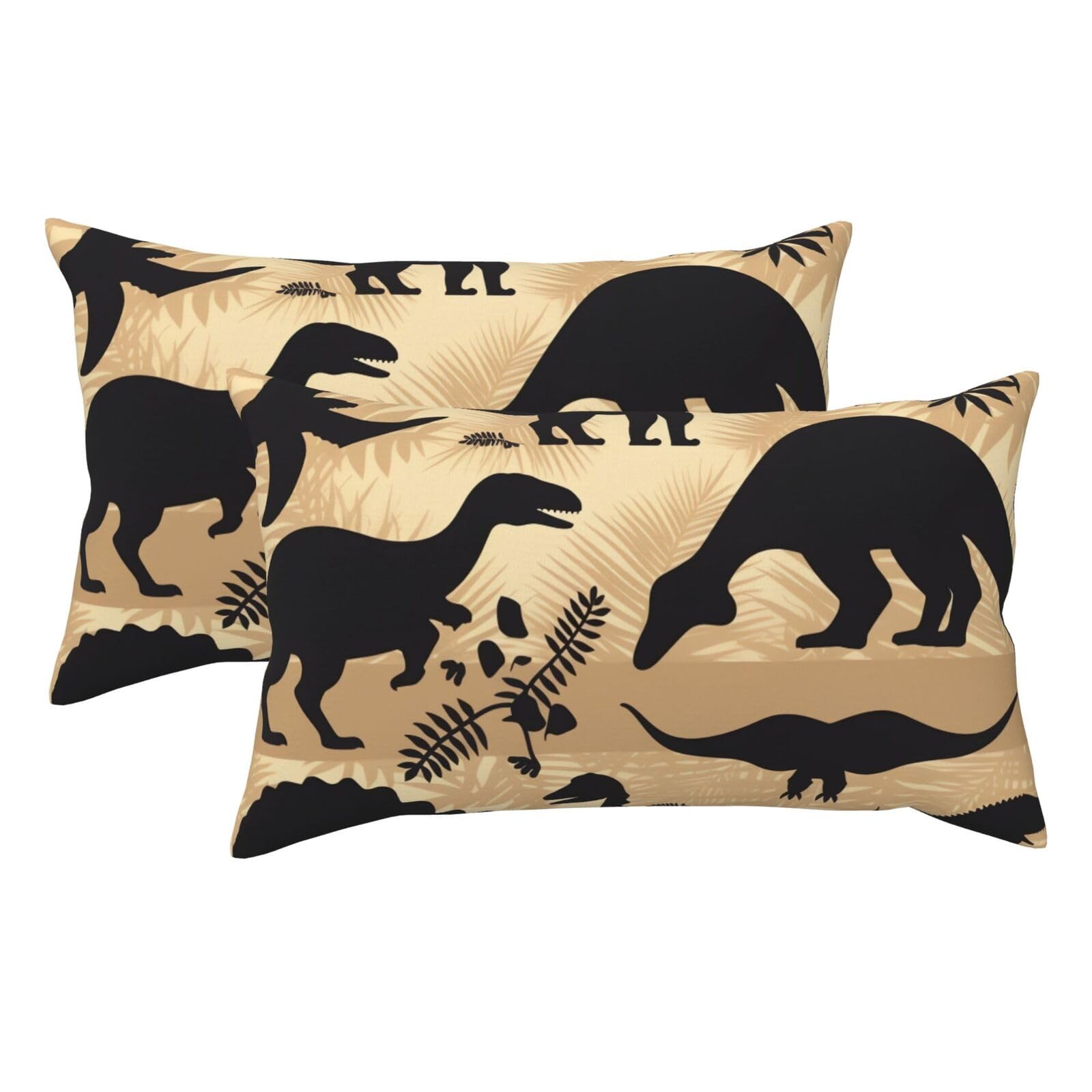 2 Pack King Size Pillow Cases for Hair and Skin Soft Breathable Pillow Case Covers with Hidden Zipper Dinosaur Silhouette Pillowcase 20x36 Inches Pillow Covers for Sleeping Gift