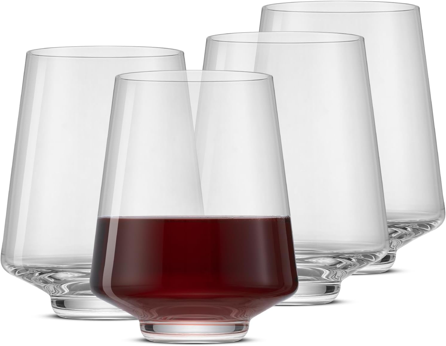JoyJolt Sidney Stemless Wine Glasses Set of 4 | 19 oz Modern Drinking Glasses | Tapered Bulb Shaped Tumbler Cups for White and Red Wine | Home Bar Glass Set | Premium Crystal Made in Europe - Image 9