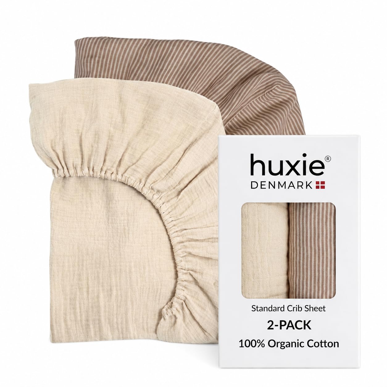 Crib Sheets, 100% Organic Cotton Muslin, 28"x52" Standard 2-Pack