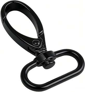 Wuuycoky Black 1.25" Inner Diameter Oval Ring Large Olive Buckle Lobster Clasps Swivel Snap Hooks Pack of 4