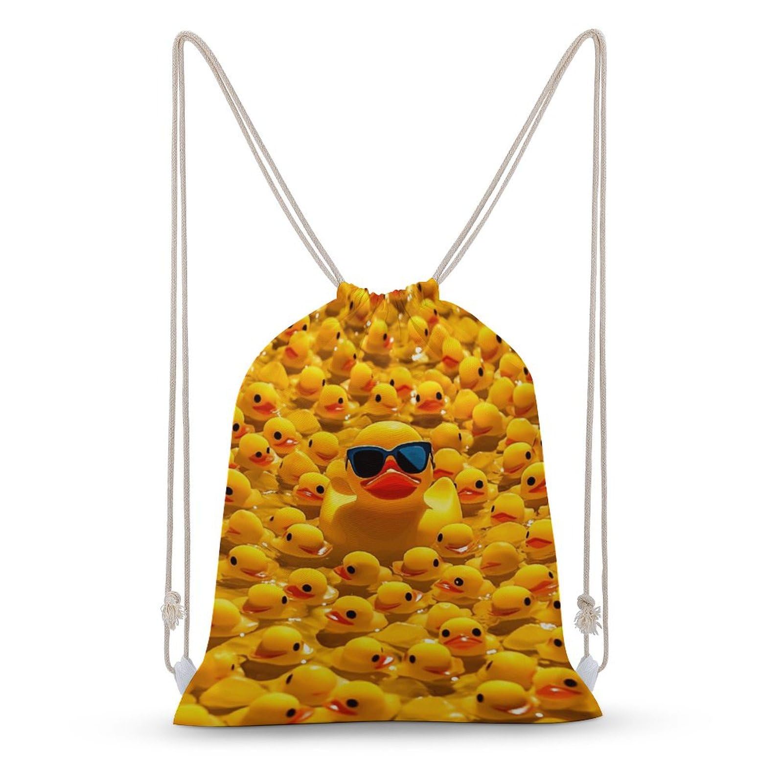 GFLFMXZW Drawstring Backpack Gym Drawstring Bag for Men Yellow Ducky With Sunglasses Draw String Bags Gym Bag Cinch Bag