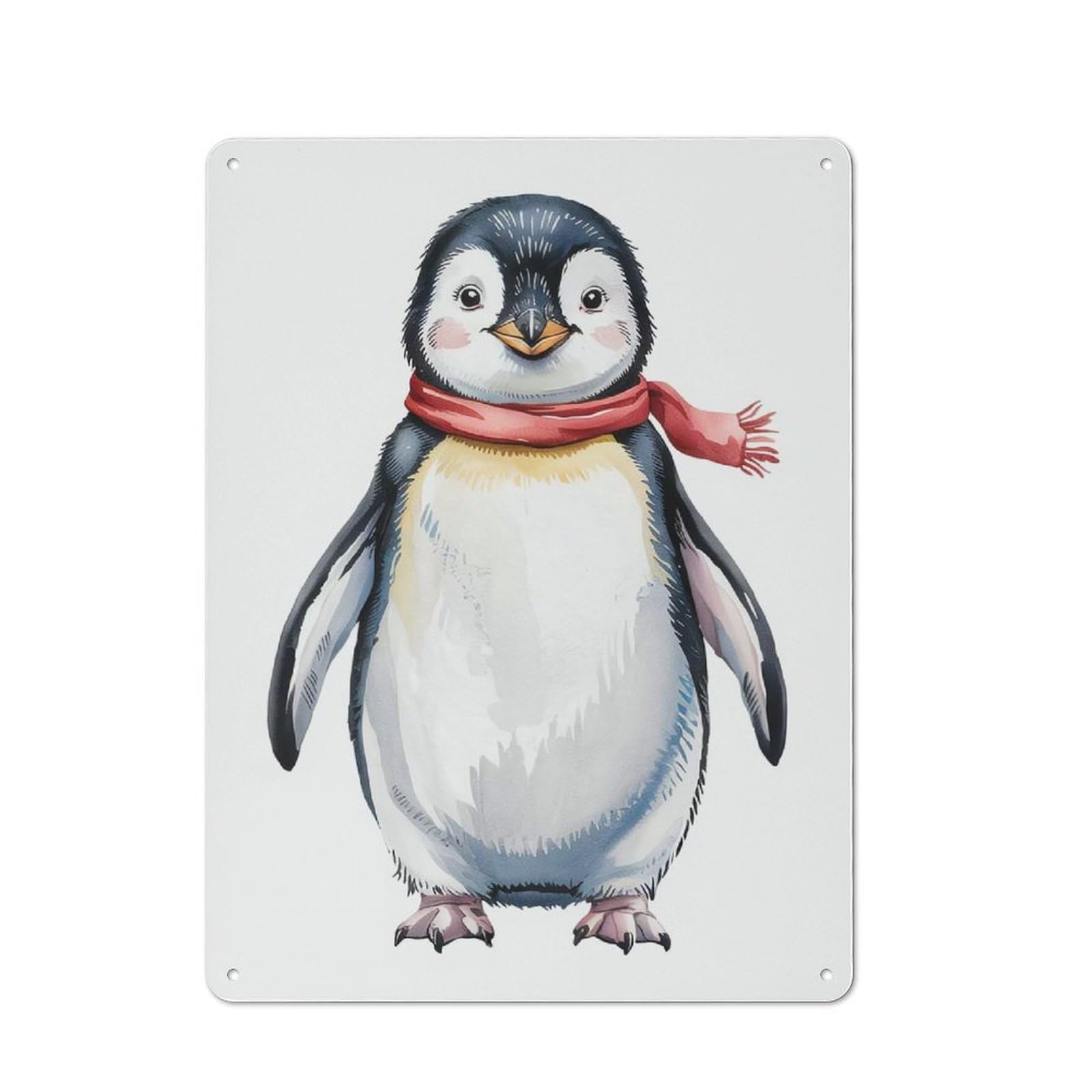 Cute Penguin Watercolor Metal Gift Sign 40x30cm, Vintage Home Wall Decor for Home, Shop, Pub Or Studio Wall