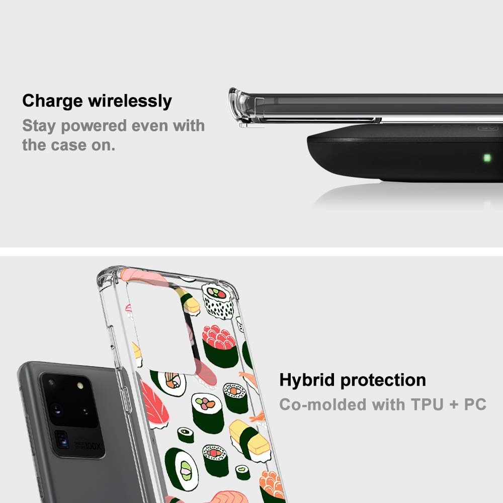 MOSNOVO Designed for Galaxy S20 Ultra Case, [6.6 FT Military Grade Drop Protection] Clear Shockproof Phone Cover for Samsung Galaxy S20 Ultra - Cute Sushi
