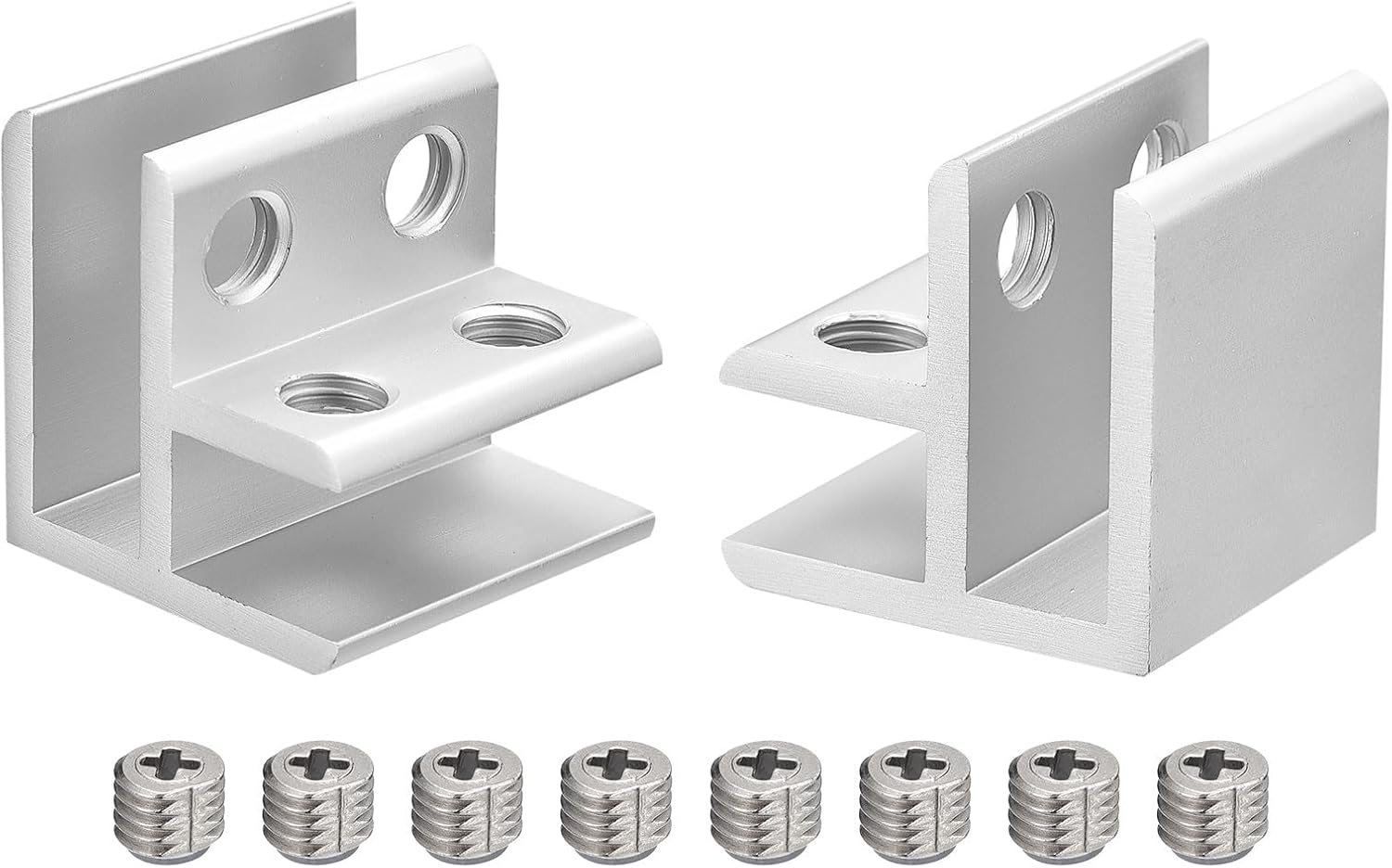 uxcell 90 Degree Glass Clamp, 2pcs for 6-10mm Aluminum Alloy Glass Shelf Support Bracket Double Side Glass Holder for Cabinet Cupboard