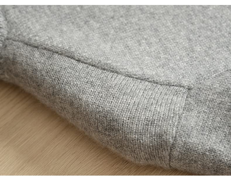 Alloaone Men Middle-Aged Thick 100% Solid Cashmere Half-High Cashmere Sweater Round Neck Cashmere Sweater3