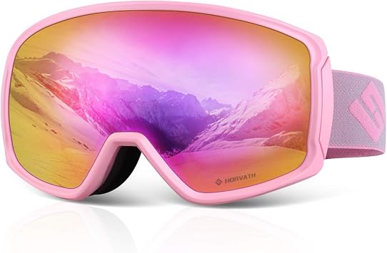 Ski Snowboard OTG Goggles, HD Mirrored Anti-Fog Goggle for Men Women