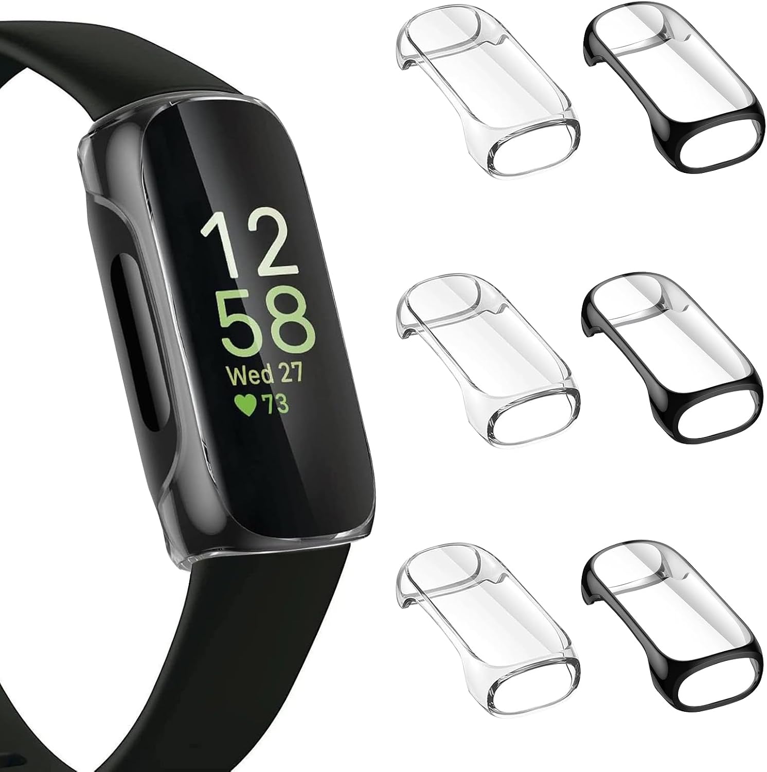 6 Pack for Fitbit Inspire 3 Screen Protector Case, Ultra-Thin Soft TPU Bumper Full Coverage Protective Accessories