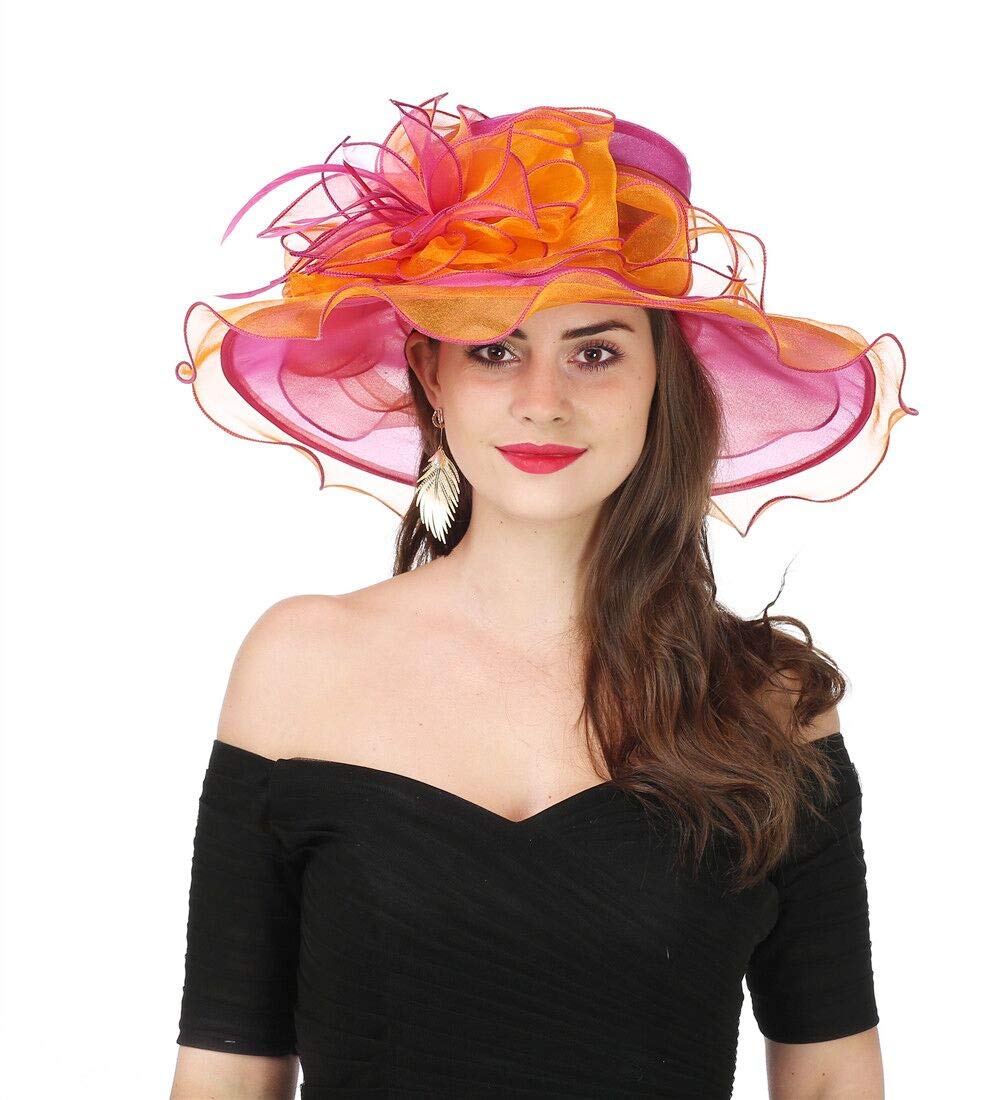 Saferin Women's Organza Church Fascinator Hat 2867 Orange Rose One Size