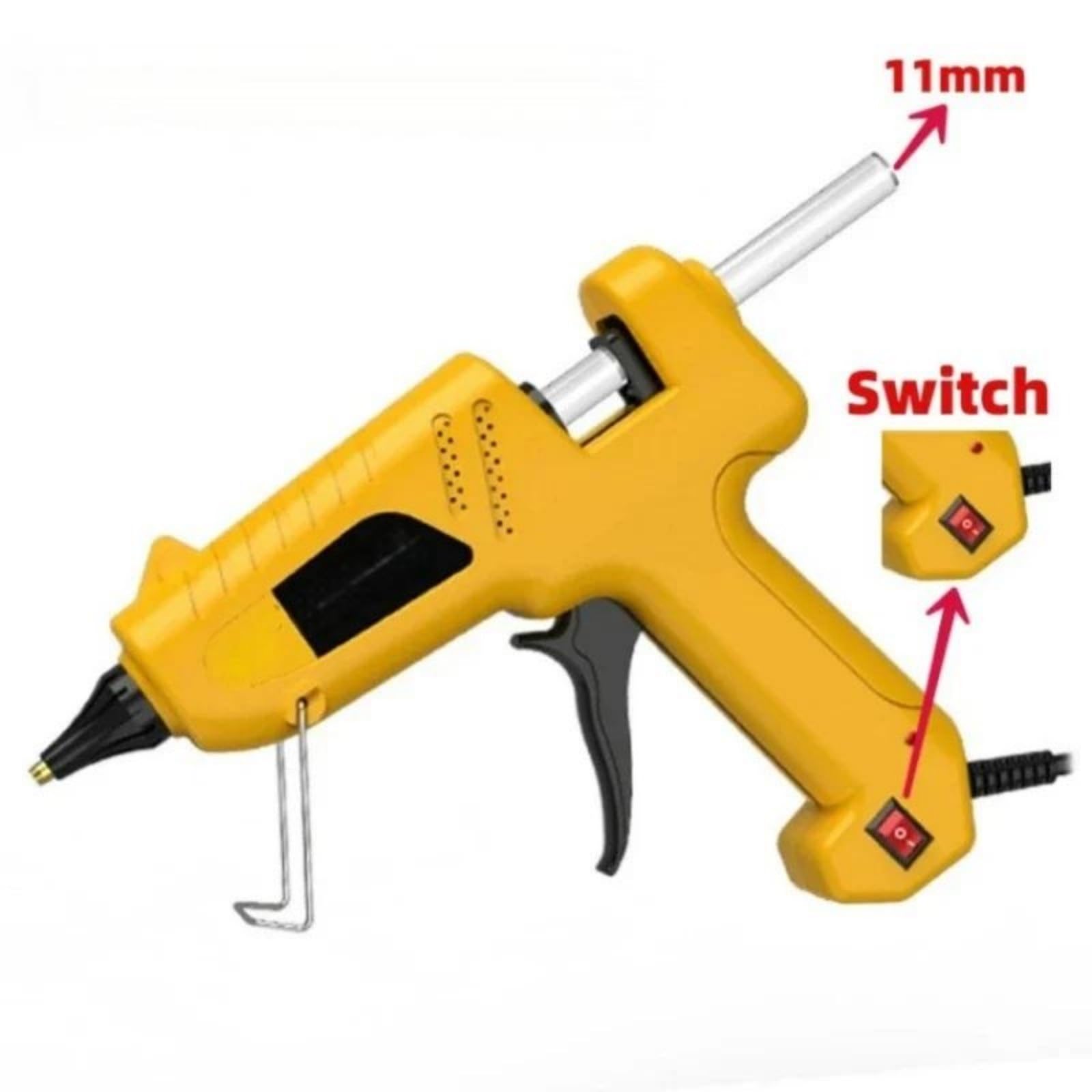 150/200 W Pistola de pegamento termofusible for barra 11 mm, pistola silicona caliente profesional pistola de pegamento caliente(200w)