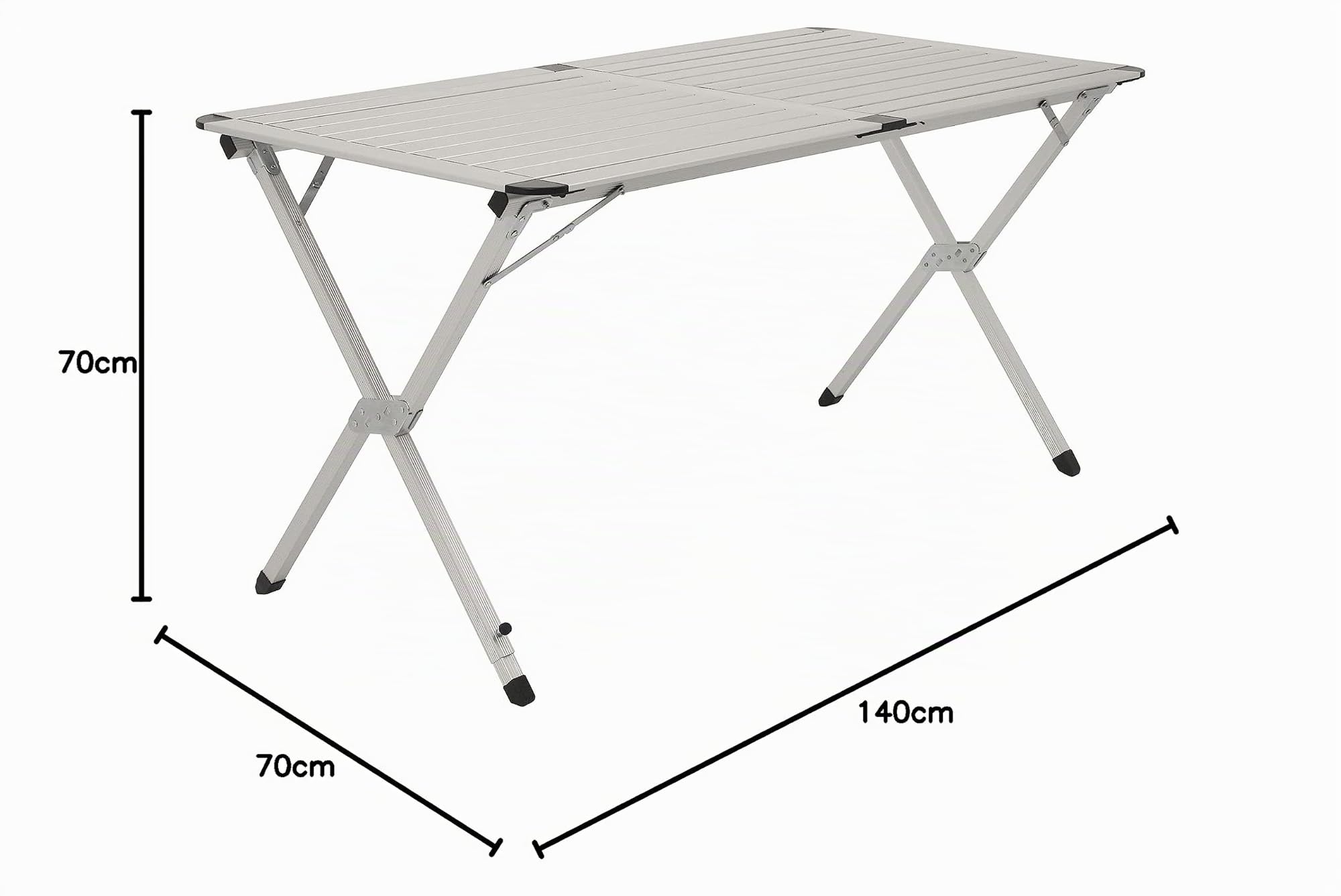 CampFeuer Table de camping en aluminium pour 4 personnes | 140 x 70 x 70 cm | pliable, rabattable et réglable en hauteur | Table pliable en aluminium, table à roulettes pour le camping, le jardin et la terrasse
