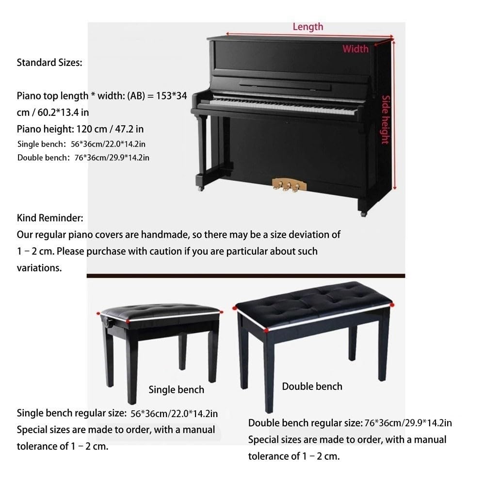 Pokrowiec na pianino, odporny na kurz, zdobiony, pogrubiony(Single Bench Cover)