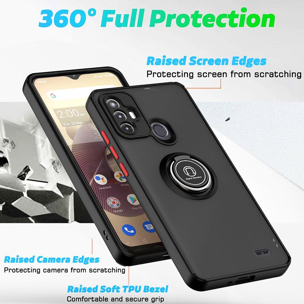 SEAHAI Cover per ZTE Blade A52, Glassato Traslucido Dura PC Protettiva Custodia Silicone TPU Bumper Antiurto AntiGraffio Case con 360° Anello Supporto, Verde Scuro