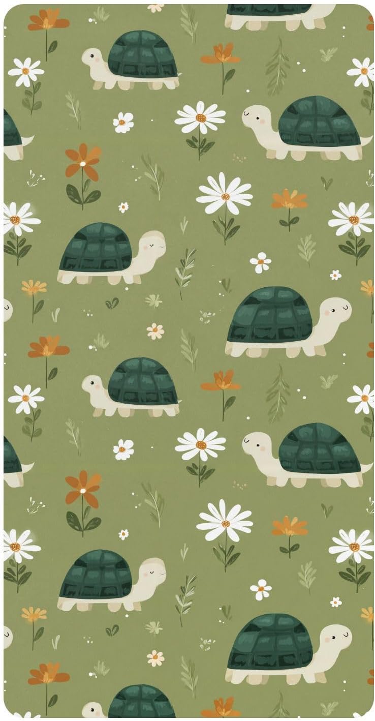 Cotton Baby Crib Sheets for Boys Girls Soft Cute Cartoon Seasons Turtles Muslin Crib Sheets for Nursery 1 Pack para Corral de 52x28