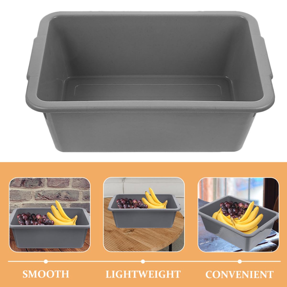 VICASKY Contenitore Rettangolare in Plastica Pp 34x23,8x10,9 Cm Set da 3 Vasche per Lavaggio Stoviglie e Conservazione Alimenti, Uso Professionale in Ristoranti, Mense e Autobus
