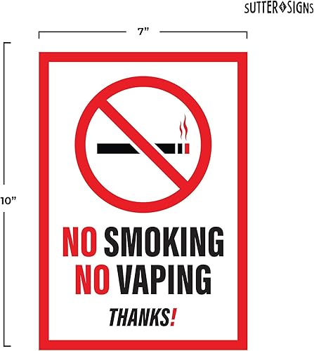 Miniatura 2 de 4 carteles de calcomanías de No Vaping No Smoking | Señal de No fumar o Vapor para negocios o para el hogar | Calcomanías de vinilo resistentes a la
