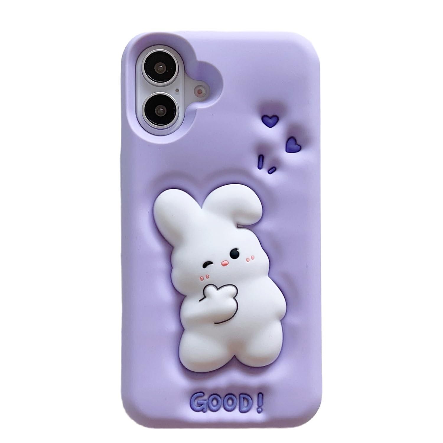 wifantien 3D Rabbit Case for iPhone 16 Plus 6.7",Cartoon Cute Kawaii Lovely Character Pressing Rabbit Shape Kids Teens Girls Women Soft Silicone Case
