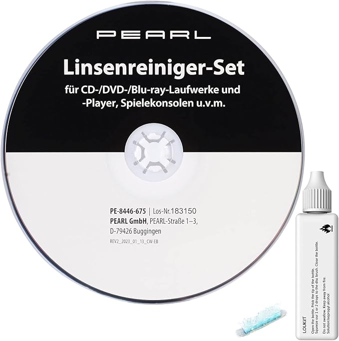 PEARL Reinigungs Cd LinsenreinigerSet für CD/DVD/BlurayLaufwerke und Player u.v.m