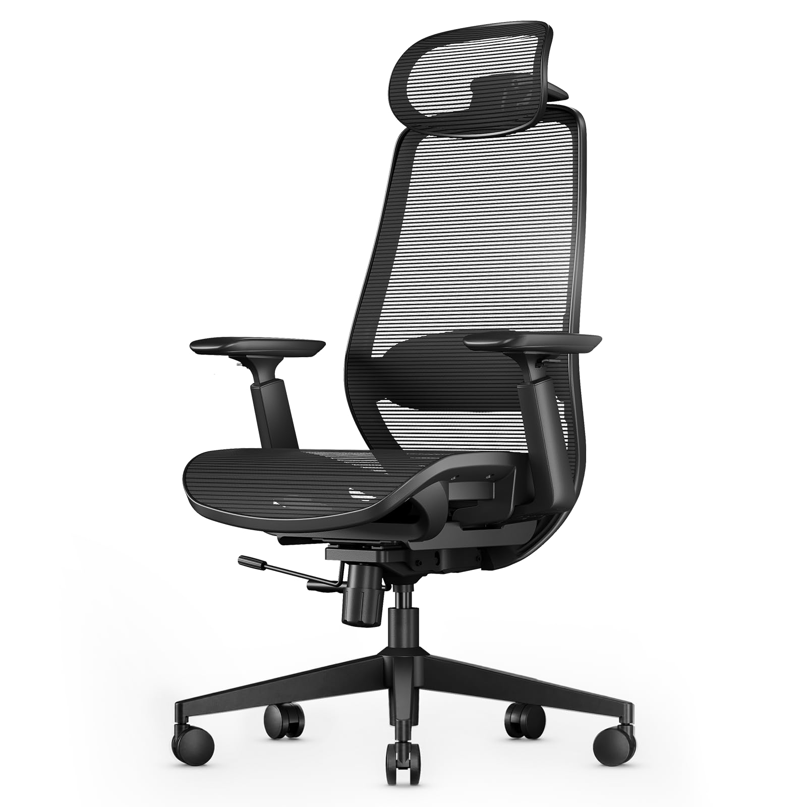 ProtoArc EC200 Pro Ergonomisch Netz-Bürostuhl mit Verstellbarer Sitztiefe | Schreibtischstuhl mit 4D-Armlehnen, Lendenwirbelstütze Höhen- und Tiefenverstellbarer, 3D-Kopfstütze für Homeoffice, Schwarz