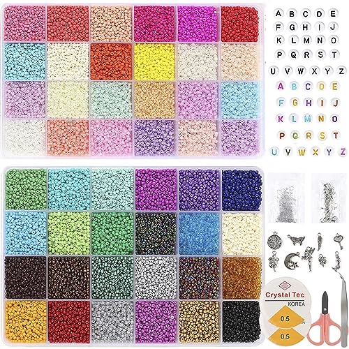 Reviews de Kits para hacer bisutería Top 10. 42 Hekyip 35000 pzas Cuentas de Semillas de Vidrio de 2 mm para el Kit de Suministros de Fabricación de Joyas, Juego de Manualidades con Cuentas Pequeñas, Pulseras, Collares,...