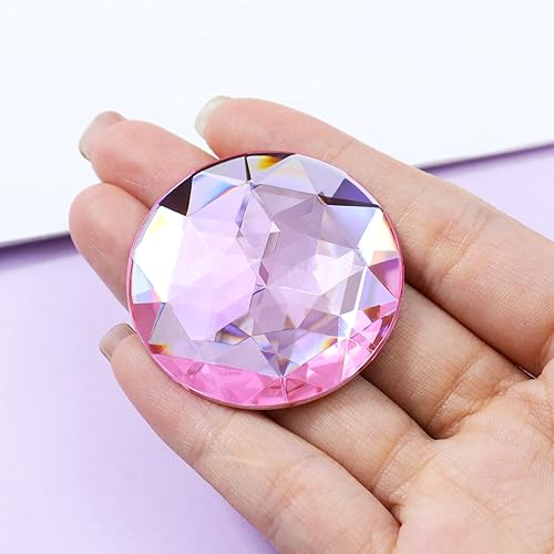 Miniatura 2 de Briskbloom Diamantes de imitación grandes de parte trasera plana de 1.575 pulgadas, 8 piezas de gemas de acrílico redondas de color rosa claro para