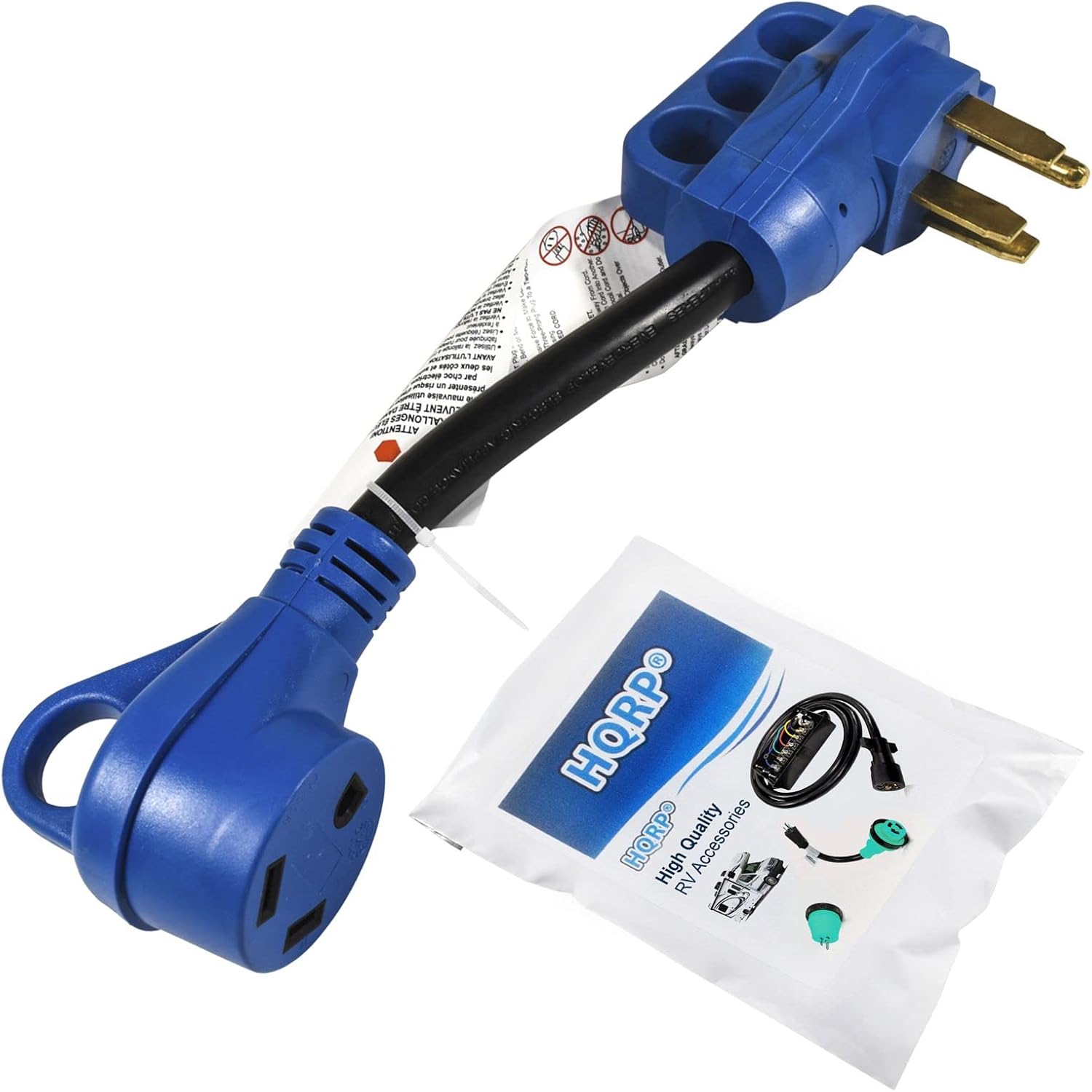 HQRP 15 Amp to 30 Amp RV Adapter Cord, 5-15P Male to TT-30R Female Electrical Power Plug Converter Dogbone with Grip Handle Heavy Duty 12AWG/3 STW 12" for RV Trailer Camper