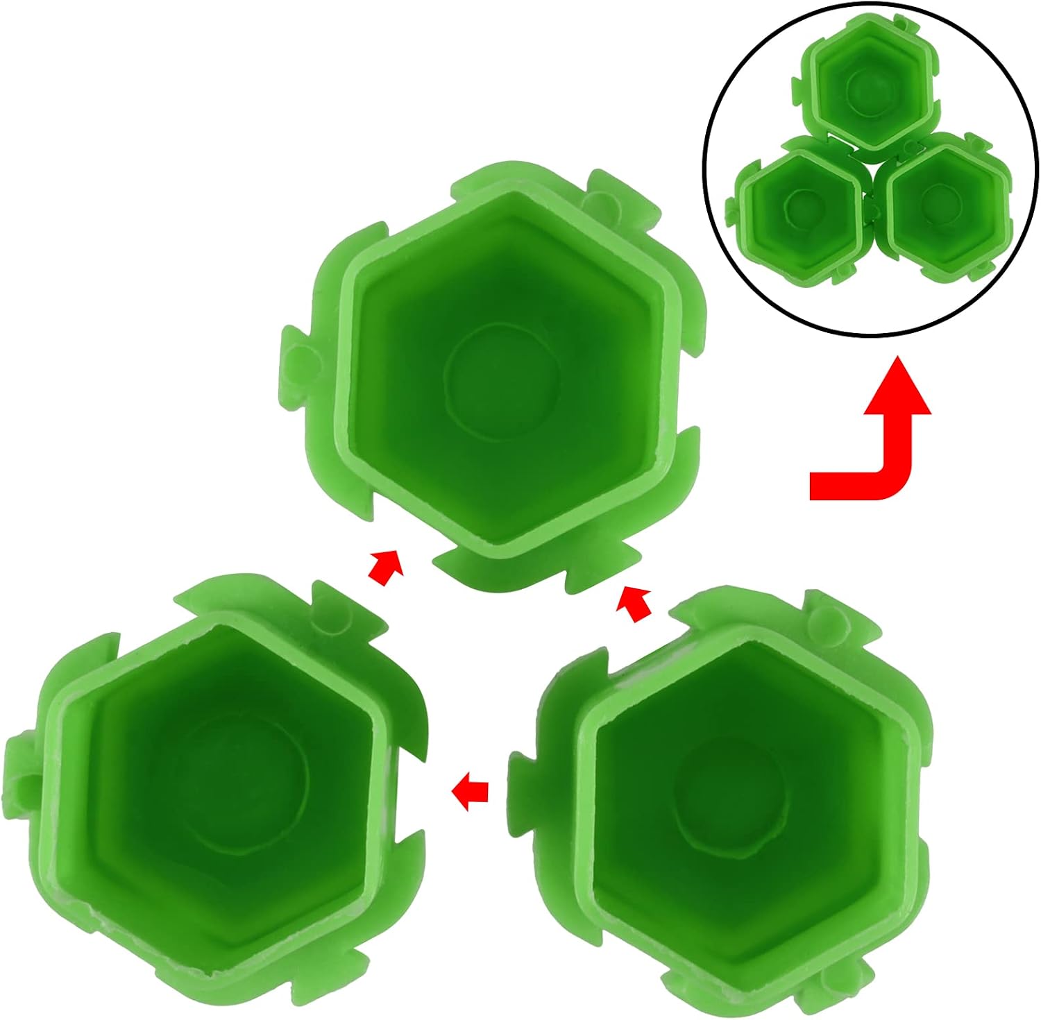 JOIKIT 400 PCS Ink Caps Cups, Green Color Honeycomb Shape Pigment Cups with Base Design for Holding Pigment Ink