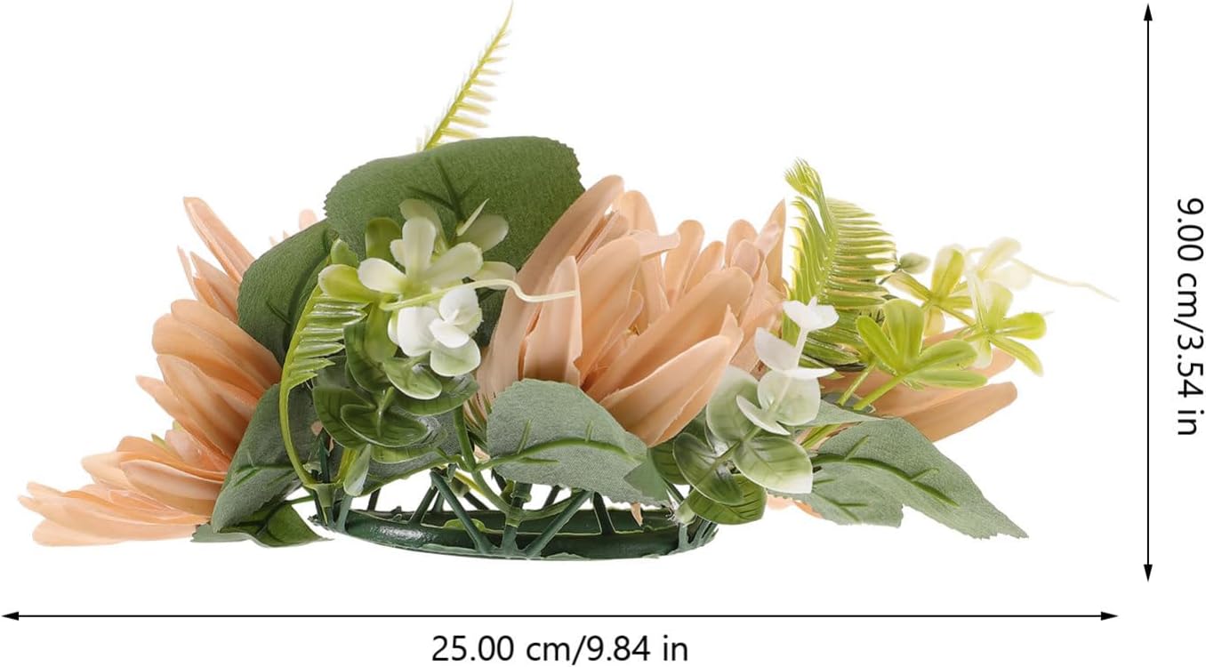 VICASKY Daisy and Rose Artificial Flower Candle Rings Wreath for Pillar Candlesticks Decorative Floral Garland for Parties Weddings and Home Decor