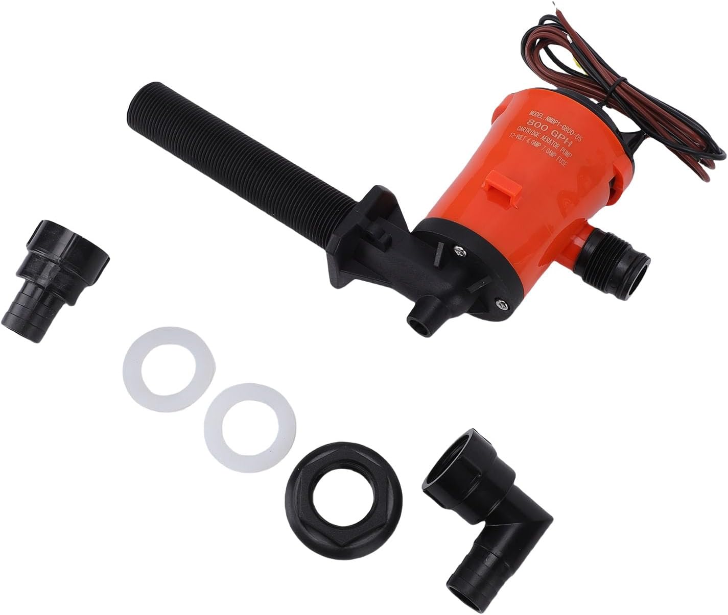 Jeffergarden Submersible Bilge Pump, 800GPH 4.0A DC Submersible Water Pump with Stainless Steel Shaft and Ignition Guard, for RV Boat Yacht Fish Tank Freshwater Saltwater (Orange)