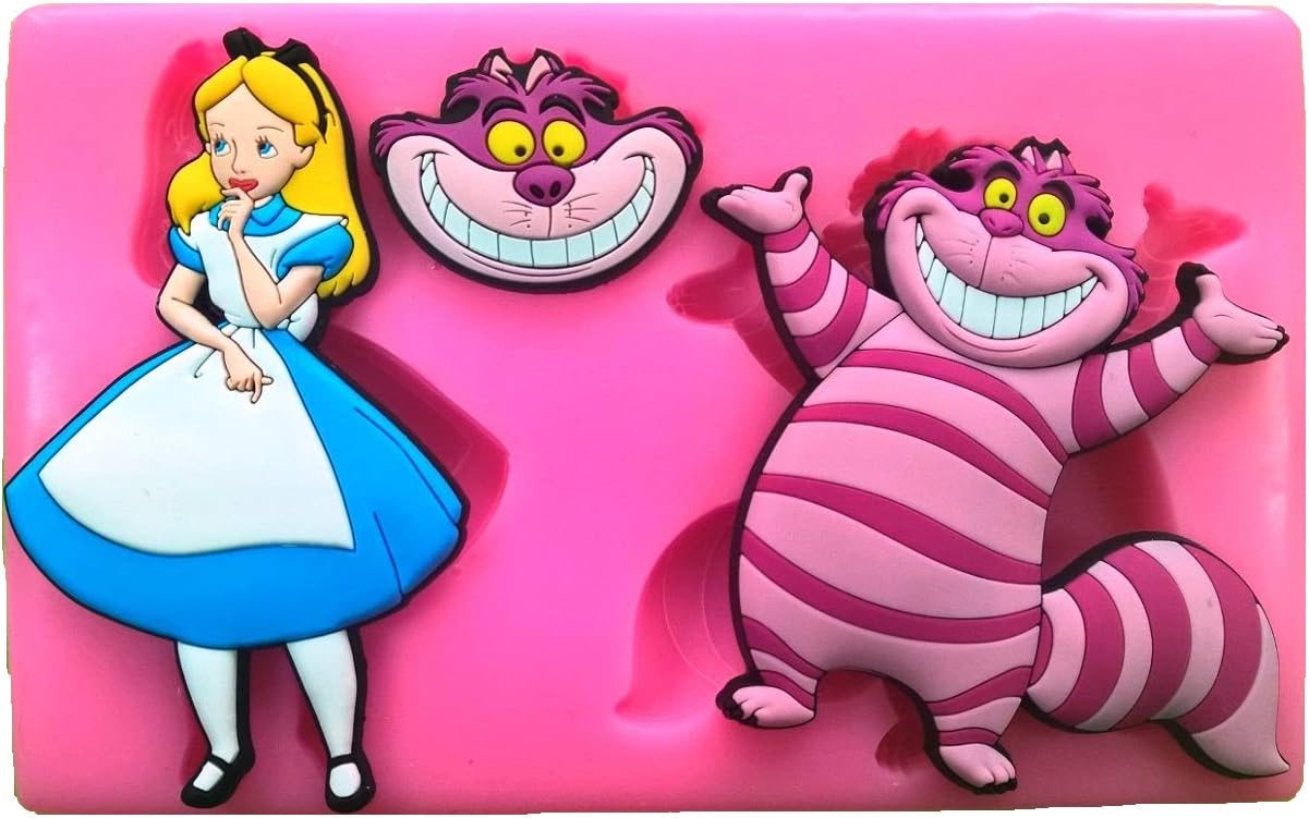 Alice in Wonderland & Cheshire Cat Silicone Mould Mold for Cake Decorating Cake Cupcake Toppers Icing Sugarcraft Tool by Fairie Blessings