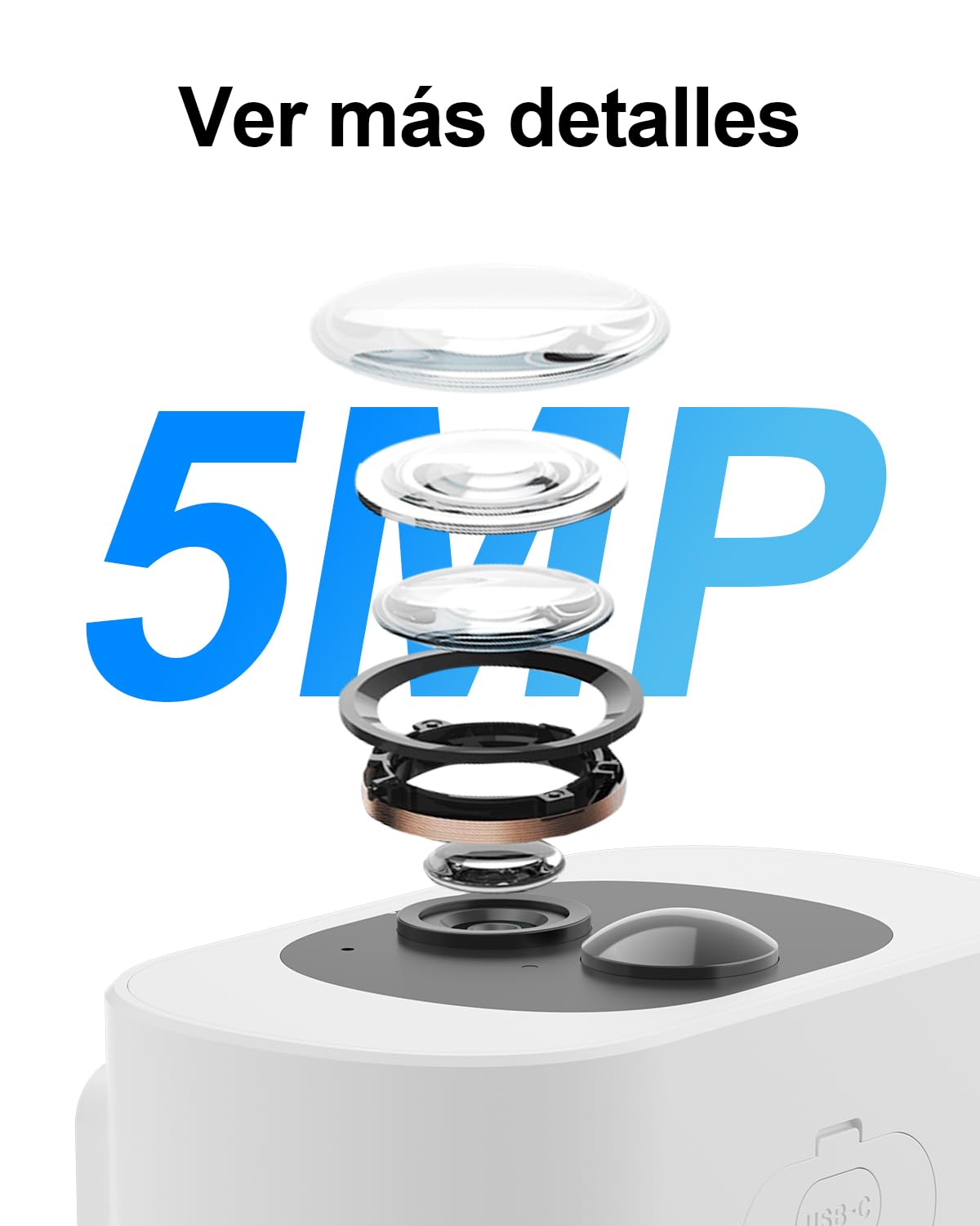 ANRAN 5MP Camara Vigilancia WiFi Exterior sin Cables | 3K Seguridad Inalámbrica, Batería Recargable, 2.4GHz WiFi, Visión Nocturna en Color, Audio Bidireccional