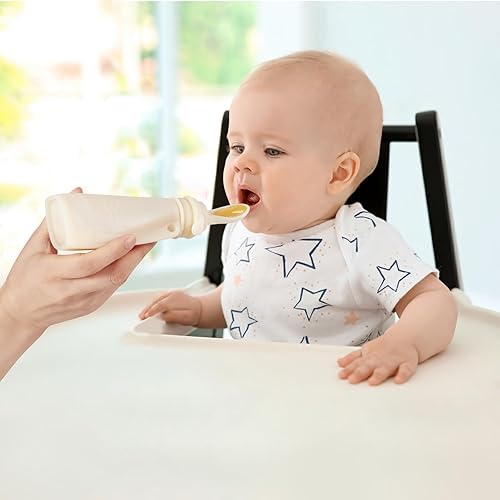 Miniatura 3 de PandaEar Paquete de 3 bolsas de silicona para alimentos para bebés, bolsas reutilizables para niños pequeños con 3 cucharas de alimentación de puré