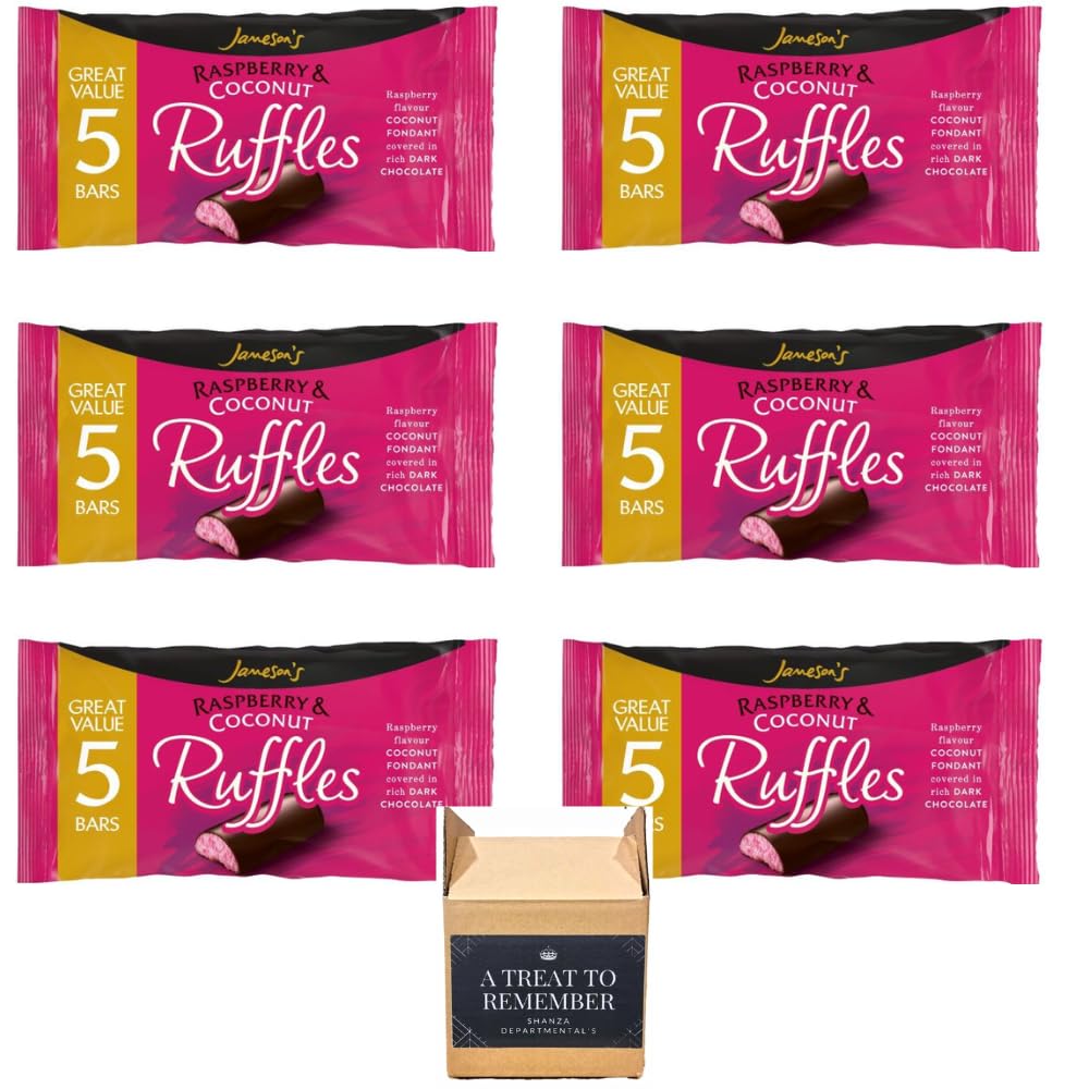 Jameson's Raspberry & Coconut Ruffles 5 Bars Pack 130g (Pack of 6)