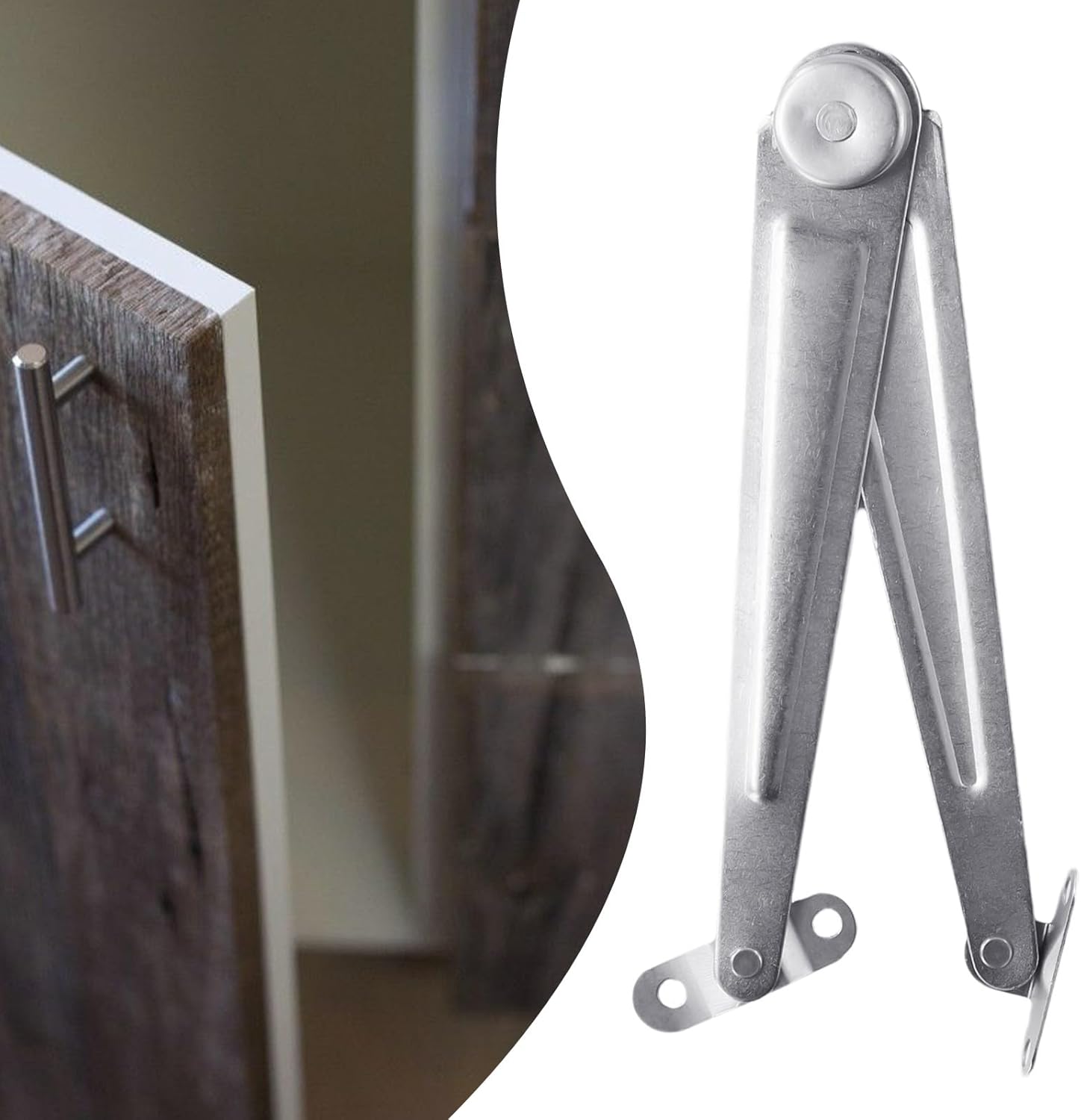 2pcs 26cm Metal Straight Lid Support Hinge Stay for Cupboard Furniture Doors, Iron Folding Lift Lid Supports with Stop Position, Silent Operation for Desks and Drop Front Cabinets, Silver