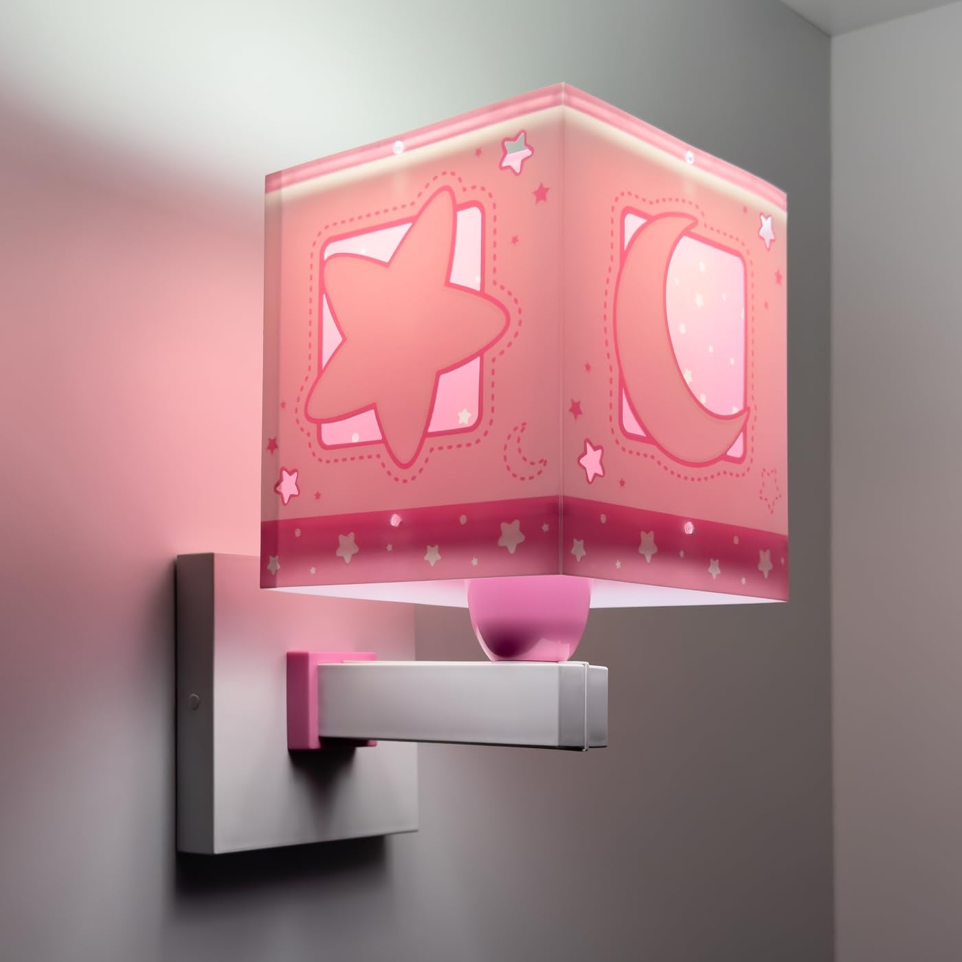 Dalber Kinder Wandlampe Moonlight Mond Sterne Rosa 63239SN | Wandleuchte; Kinderzimmer; E27 - 1 x 15W