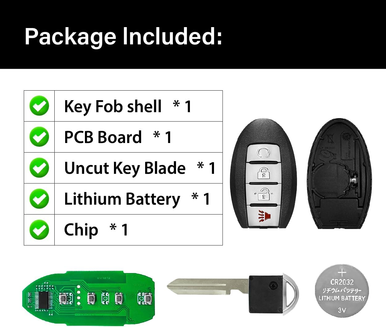 2 Keylessbest Replacement for Nissan Pathfinder Murano SV Titan Key Fob Remote Control 2017 2018 2019 2020 4 Buttons 433MHz KR5S180144014,Black