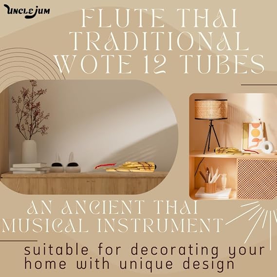 Bamboo Thai Traditional instrument Wote 12 Tubes Music, Isarn Handcrafted Musical Instrument, Vintage Beautiful Ideas For Gift (Cm Key)