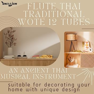Bamboo Thai Traditional instrument Wote 12 Tubes Music, Isarn Handcrafted Musical Instrument, Vintage Beautiful Ideas For Gift (Cm Key)