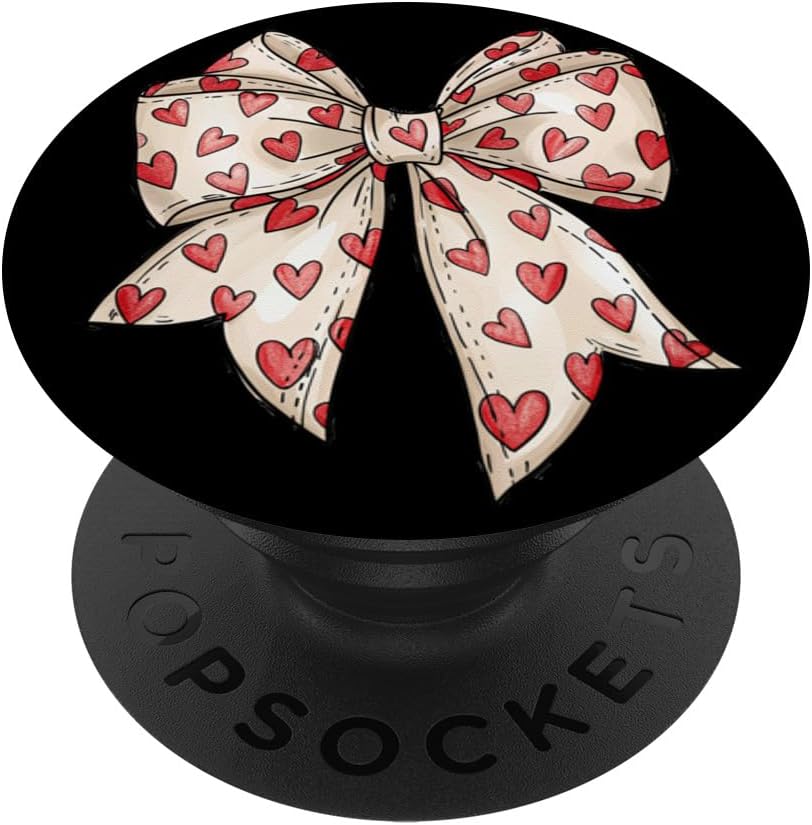 Bow Hearts Valentine Cute Coquette Bow PopSockets Adhesive PopGrip
