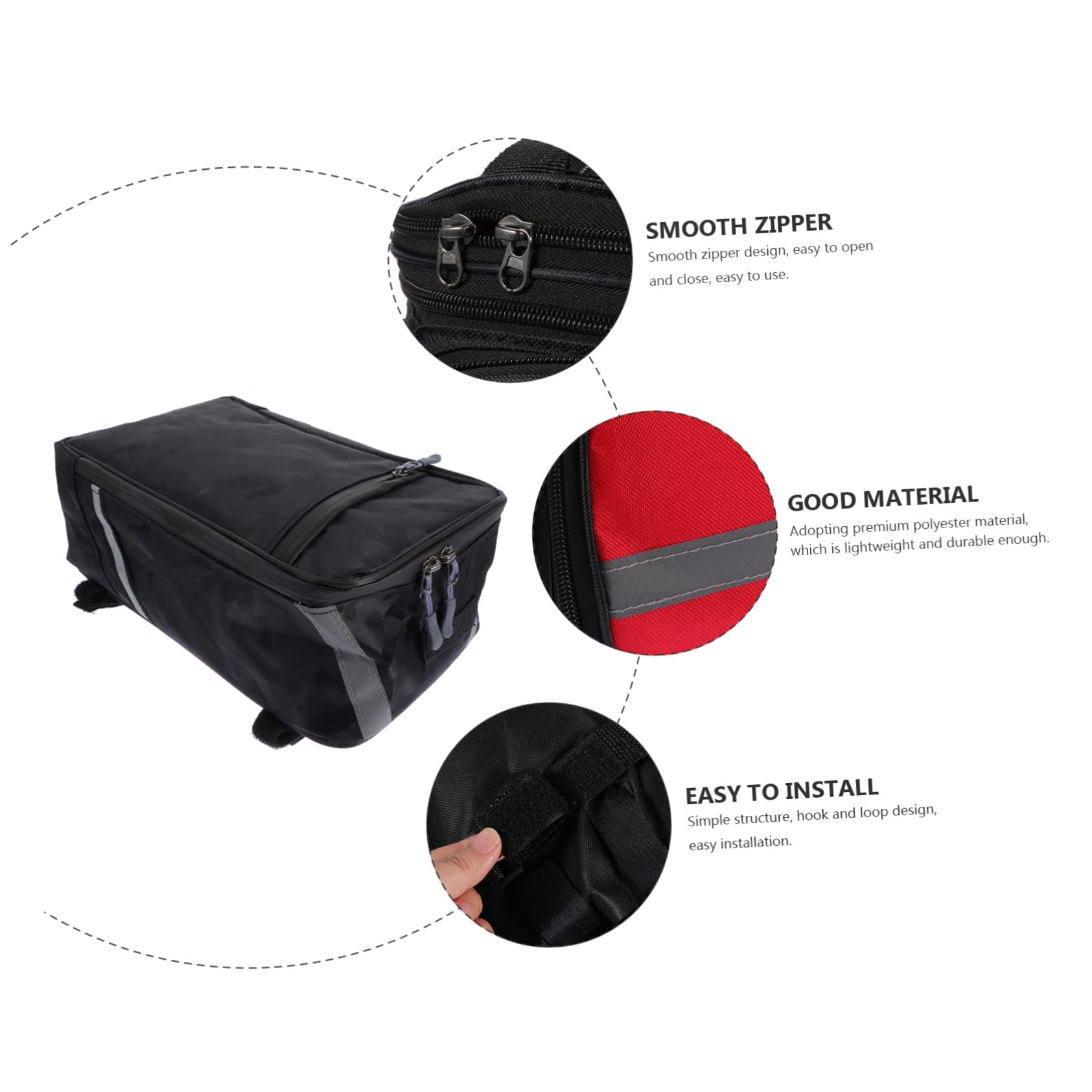BESTonZON Borsa per Portapacchi Bicicletta Posteriore Grande Capacità | Tessuto Oxford Rosso, Striscia Riflettente, Funzione Multifunzione, Adatta alla Bici