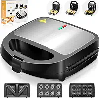 Huralay Sanduicheira 3 EM 1, 750W, Preta, Multifuncional, Removível, 110v