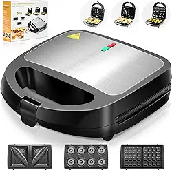 Sanduicheira 3 EM 1, 750W, Preta, Multifuncional, Removível, 110v