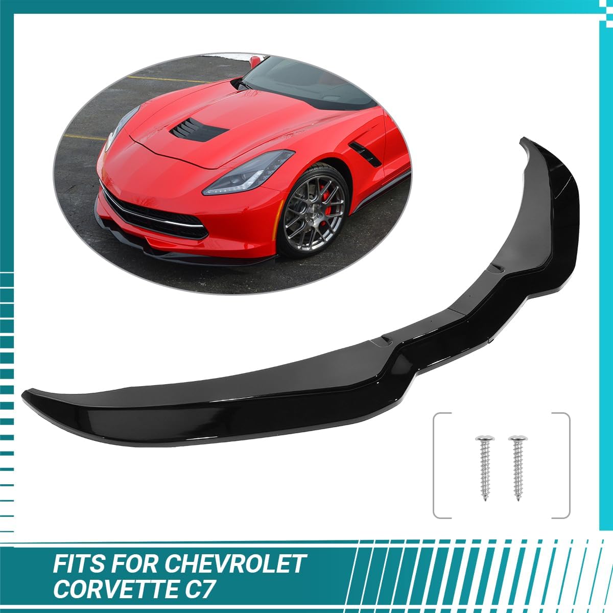 Front Bumper Lip Spoiler Splitter Body Kit ABS Fit for Chevrolet Corvette C7 Z06 Stage 3 2014 2015 2016 2017 2018 2019 Glossy Black