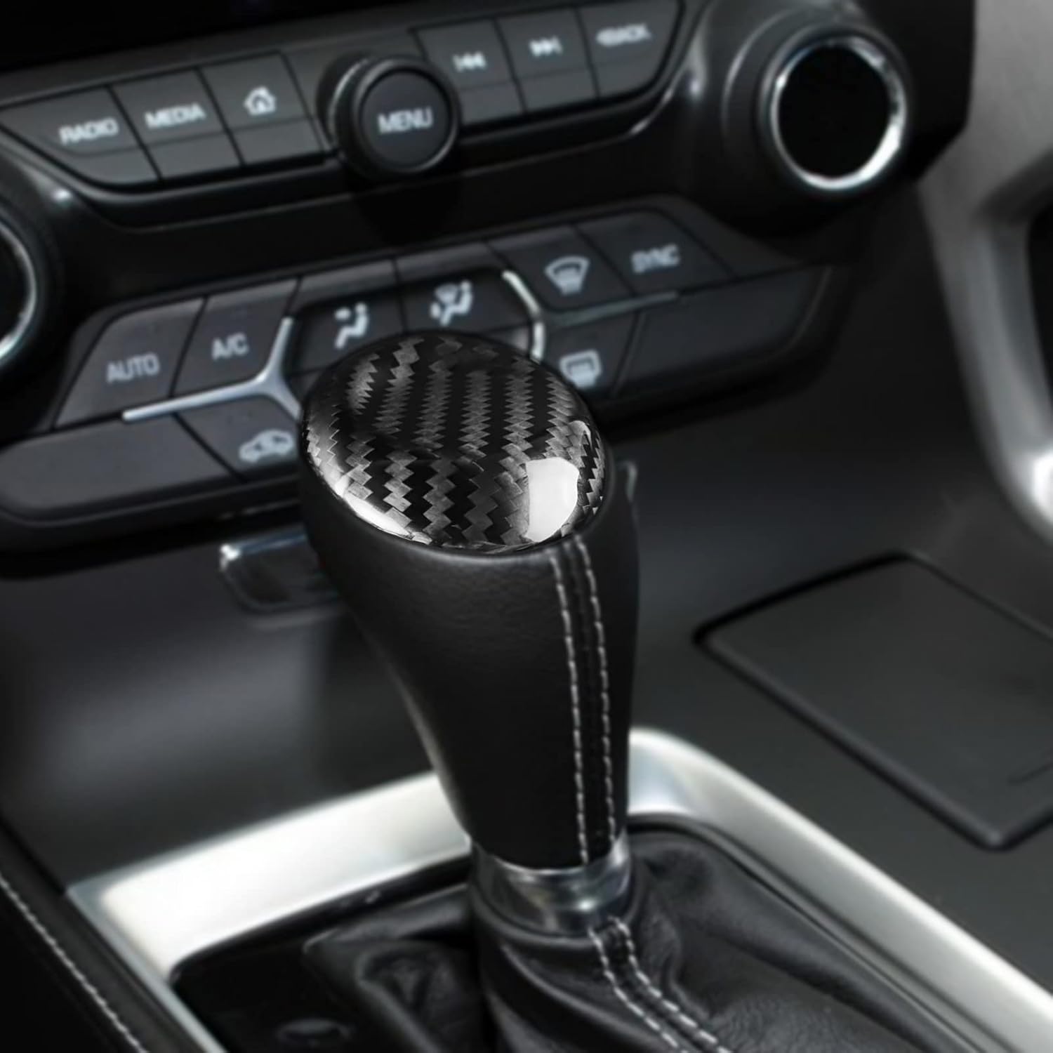 for Chevrolet Corvette C7 Z06 Z51 ZR1 Stingray Grand Sport 2014-2019 Real Hard Carbon Fiber Gear Shift Knob Head Cap Molding Trim Decoration Car Interior Accessories