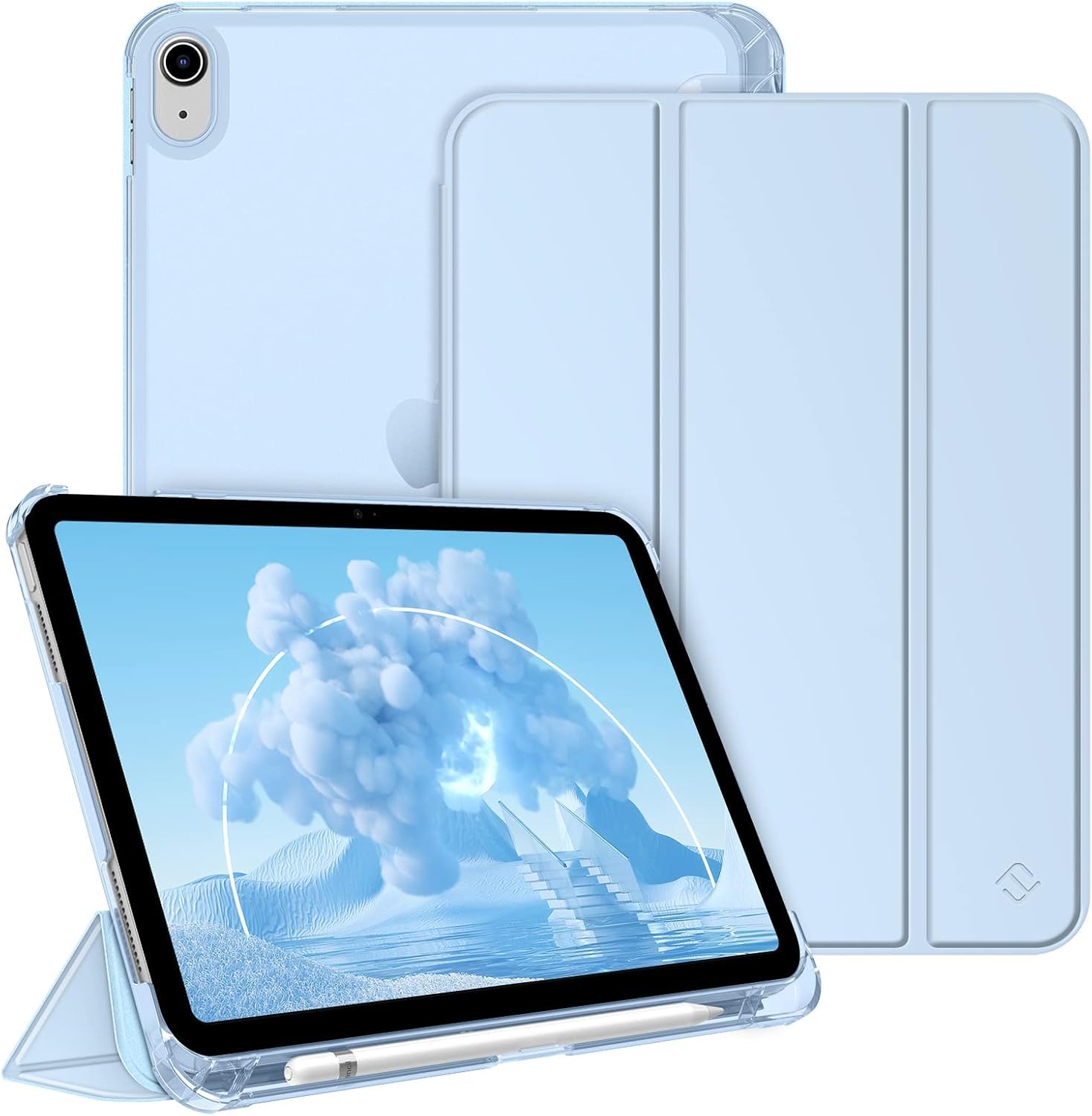 FINTIE Case Compatible with iPad 10th Generation (2022) 10.9 Inch, Ultra Slim Protective Cover with Matte Back Shell with Pencil Holder, Auto Wake Sleep, Sky Blue